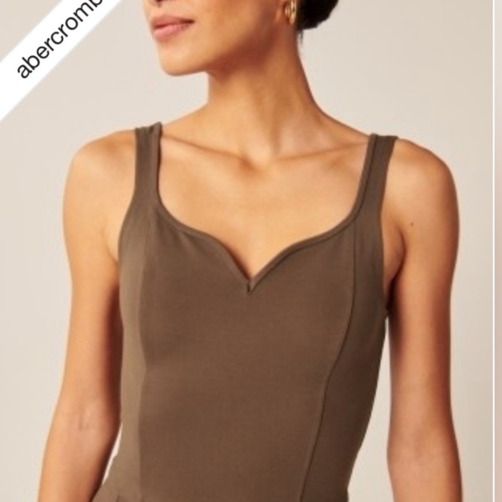 Abercrombie & Fitch | Ponte Corset Sweetheart Bodysuit | Brown - Picture 2 of 6